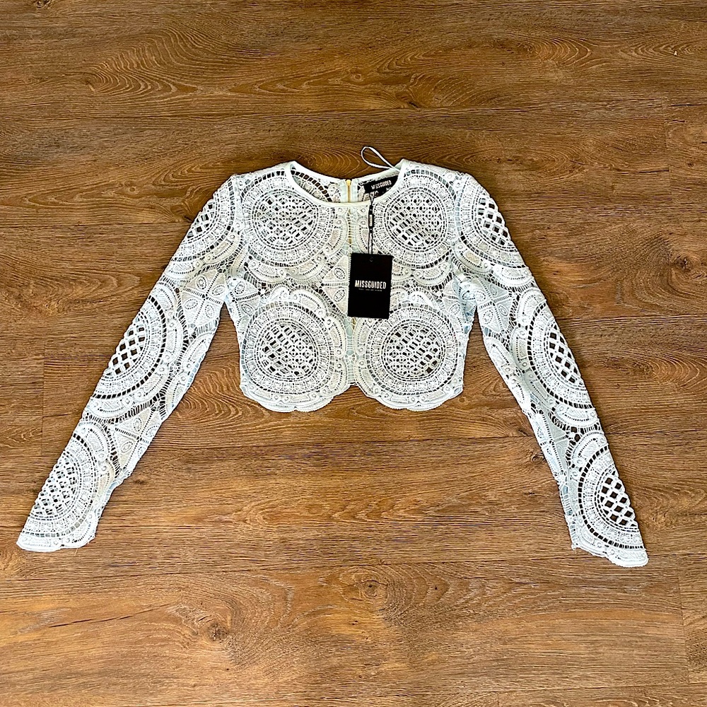 Missguided Baby Blue, Long-sleeve,Crop Top